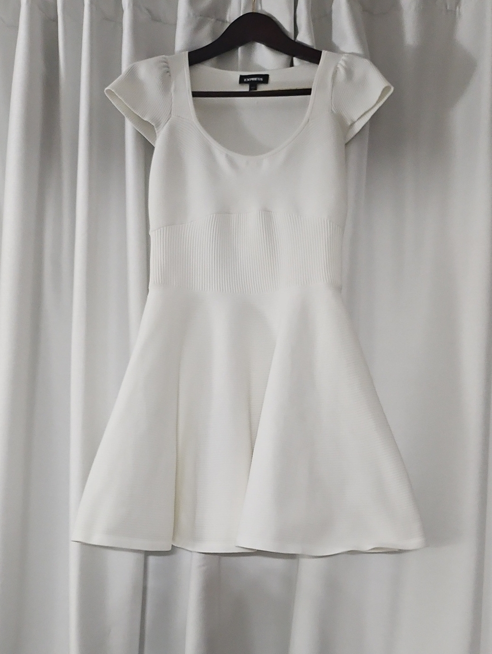 Express White Scoop-Neck Mini Fit & Flare Dress